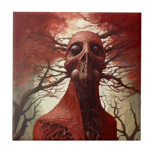 Buitenaards wezen Sci-fi Horror Art Tegeltje (Voorkant)