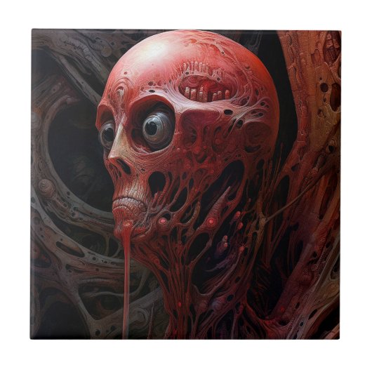 Buitenaards wezen Sci-fi Horror Art Tegeltje (Voorkant)