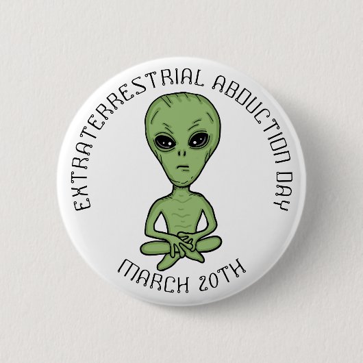 Buitenaardse afvoerdag is 20 maart ronde button 5,7 cm (Voorkant)