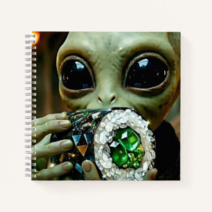 Buitenaardse Alien en Kristallijnen Voedsel Schets Notitieboek