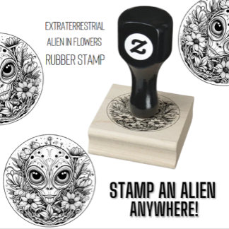 Buitenaardse Alien in Flowers Sterrennacht Rubberstempel