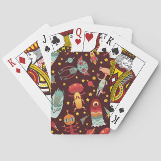 Buitenaardse Cartoon: ruimteplezier Pokerkaarten