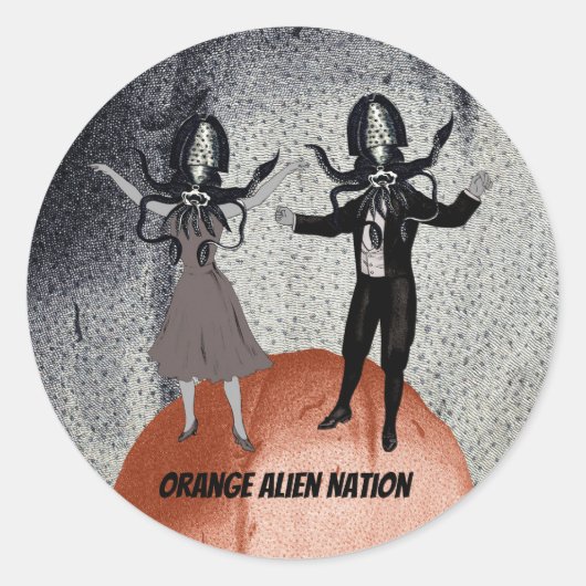 Buitenaardse dansviering ronde sticker (Voorkant)