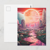 Buitenaardse fantasiewereld briefkaart (Voorkant / Achterkant)