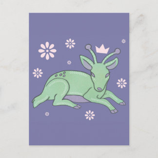 Buitenaardse Herten Folk Art | Whimsical Groen Jon Briefkaart