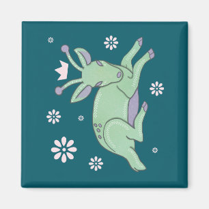 Buitenaardse Herten Folk Art Whimsical Groen Jon Magneet