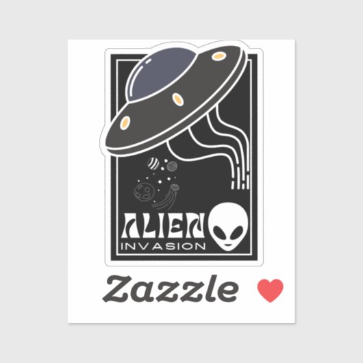 Buitenaardse invasie UFO-ruimtestelsel Sticker (Vel)