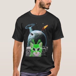 Buitenaardse Kat In Ruimte Kitten Katten Liefhebbe T-shirt