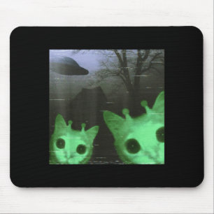 Buitenaardse Katten Ufo Grappige Enge Kat Meme Voo Muismat