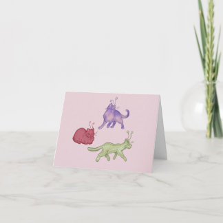 Buitenaardse katten Whimsical ruimtekat Funny Sci- Bedankkaart