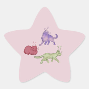 Buitenaardse katten Whimsieke ruimtekat Funny Sci- Ster Sticker