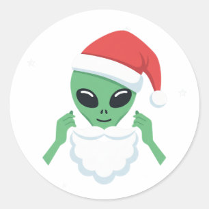 Buitenaardse Kerstman Grappige Kerst UFO Vakantie Ronde Sticker