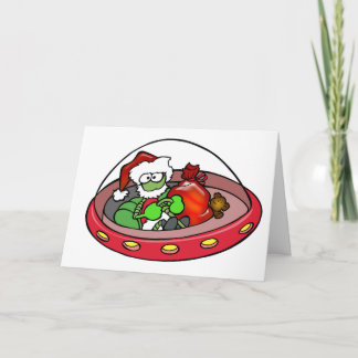 Buitenaardse Kerstman in UFO: Uit deze wereld Kers Feestdagen Kaart