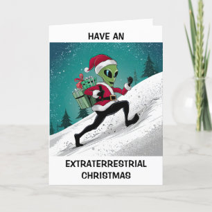 Buitenaardse Kerstman Kerstmis Feestdagen Kaart