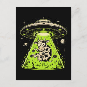 Buitenaardse Koe Ontvoering Weirdcore Surrealistis Briefkaart