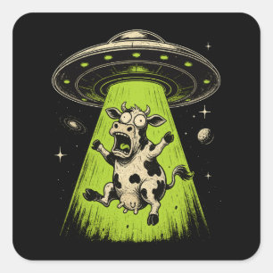Buitenaardse Koe Ontwarring Weirdcore Surrealistis Vierkante Sticker