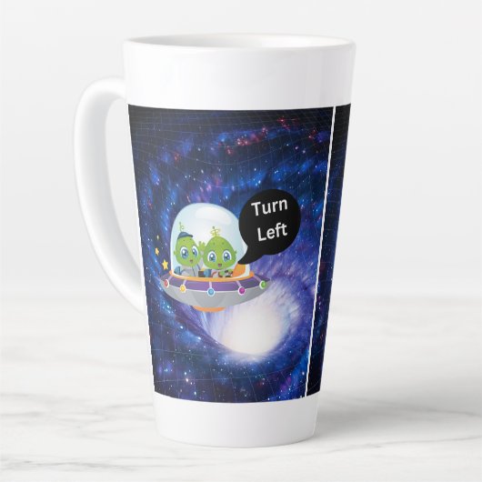 buitenaardse luchtruimteschip ufdisk zwart wormgat latte mok (Linkerhoek)