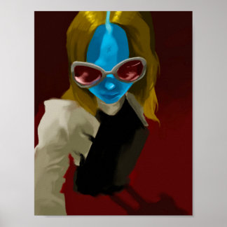 Buitenaardse Meisje genaamd "Blue" Ziet Rood Door Poster