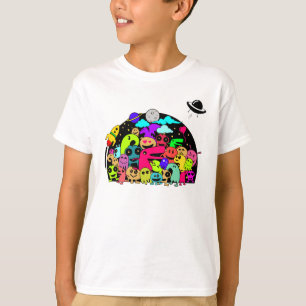 Buitenaardse monster wezens in ruimte doedel ontwe t-shirt