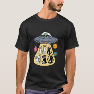 Buitenaardse Ontvoering Katten Met Planeten Pret T-shirt