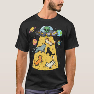 Buitenaardse Ontvoering Katten Ufo Vliegende Schot T-shirt