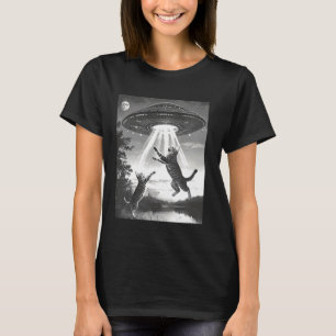 Buitenaardse Ontvoering Katten UFO Vliegende Schot T-shirt