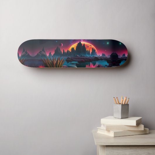 Buitenaardse planeet setting Moon Skateboard (Muurkunst (Horizontaal))