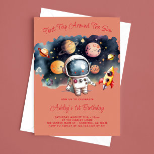 Buitenaardse Planeten Meisje 1e Verjaardag Kaart