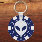 buitenaardse pokerchip blauw sleutelhanger (Voorkant)
