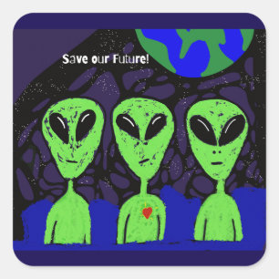 Buitenaardse ruimte aarde UFO Martian Vierkante Sticker