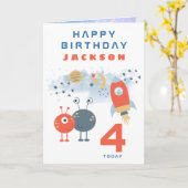 Buitenaardse ruimteschip Leeftijd 4 Verjaardag Rui Kaart (Gele Bloem)