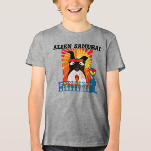 Buitenaardse Samurai met zijn Samurai-terriërhond Tri-Blend Shirt