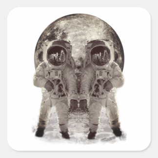 Buitenaardse Schedel Astronauten Vierkante Sticker