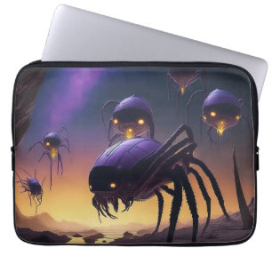 Buitenaardse spinnen landen op verlaten landschap laptop sleeve