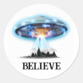 Buitenaardse UFO Geloven Ronde Sticker (Voorkant)