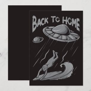 buitenaardse ufo surfen illustratie met terug naar bedankkaart