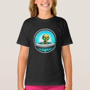 Buitenaardse Vreemdeling Vliegt met een UFO T-shirt