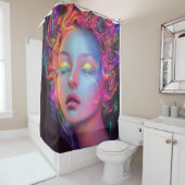 Buitenaardse vrouw met kosmisch haar douchegordijn (In situ)