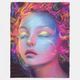 Buitenaardse vrouw met kosmisch haar fleece deken