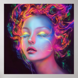 Buitenaardse vrouw met kosmisch haar poster