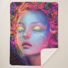 Buitenaardse vrouw met kosmisch haar sherpa deken