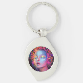 Buitenaardse vrouw met kosmisch haar sleutelhanger