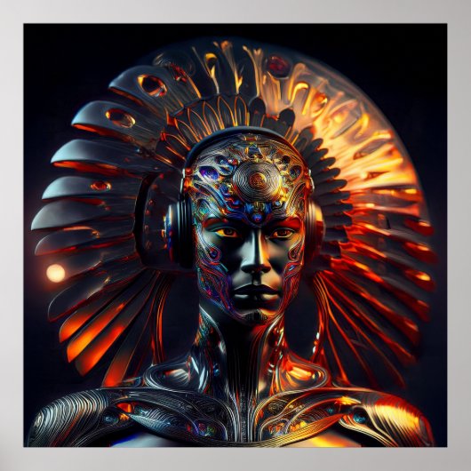 Buitenaardse vrouw met metalen hoofdtooi poster (Voorkant)