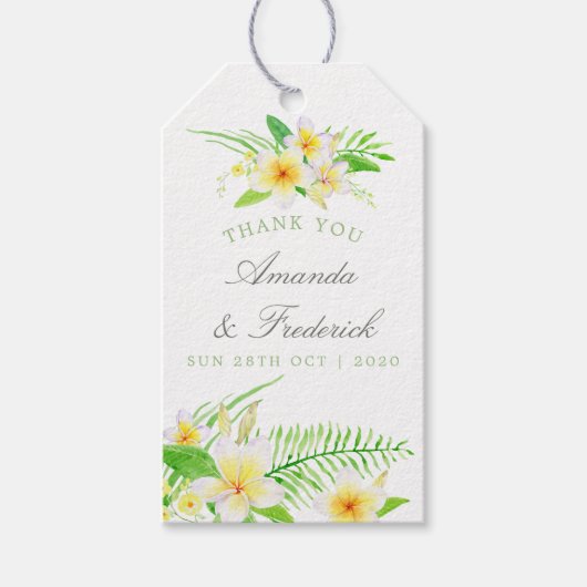 Buitenaardse Waterverf Frangipanis Weddenschap Cadeaulabel (Voorkant)
