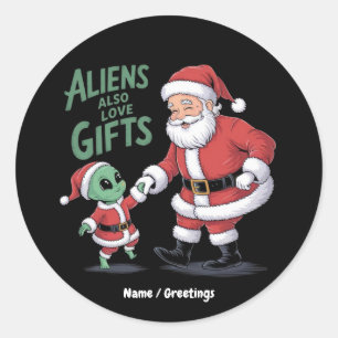 Buitenaardse Wezens Houden Ook Van Cadeaus Een Gra Ronde Sticker