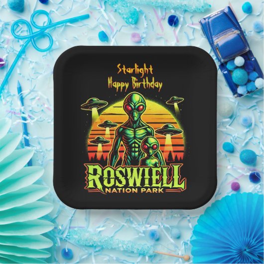 Buitenaardse wezens in het Roswell Nation Park Papieren Bordje (Feest)