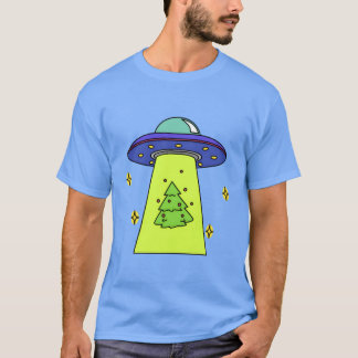 buitenaardse wezens stelen kerstboom grappig kerst t-shirt