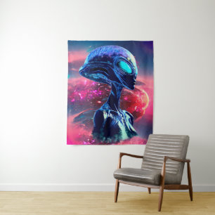 Buitenaardse Wijsheid Psychedelische Scifi Kunst Wandkleed