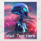 Buitenaardse Wijsheid Psychedelische Scifi Kunst Wijn Etiket (Enkel label)