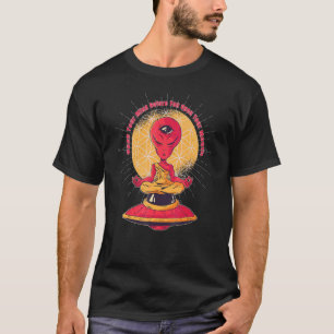 Buitenaardse Yoga Meditatie Boeddha Ufo Zen Kosmis T-shirt